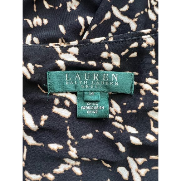 Lauren Ralph Lauren 3/4 Sleeve Faux Wrap Black-white Pattern Work/Office Dress - Picture 7 of 8